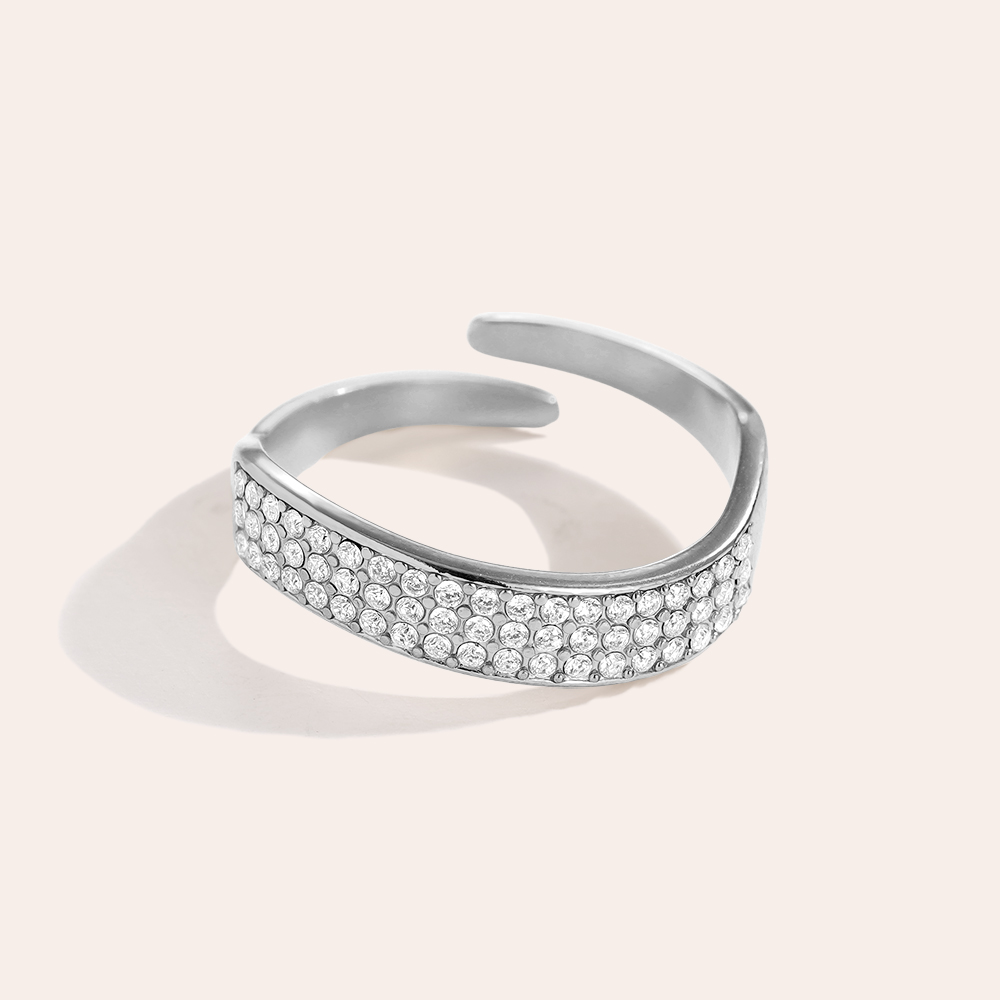 Edelstahl Ring Verstellbar Simple Zirkonia