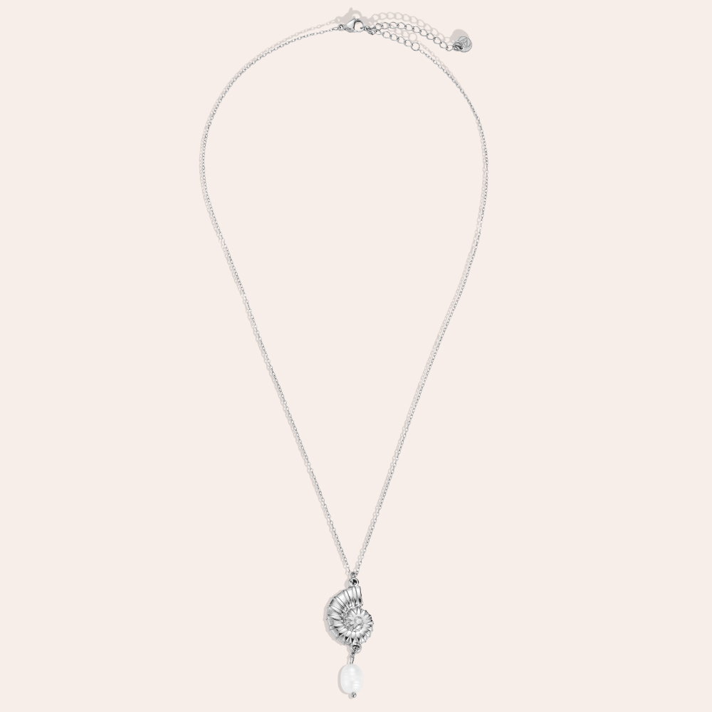 Edelstahl Halskette 38cm Snail With Pearl