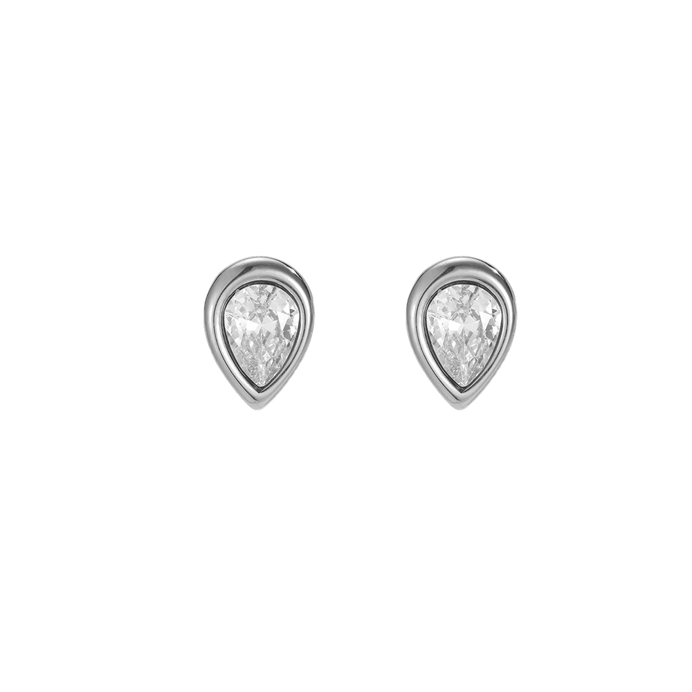 Edelstahl Ohrringe 10.6mm tropfenförmiger Zirkonia