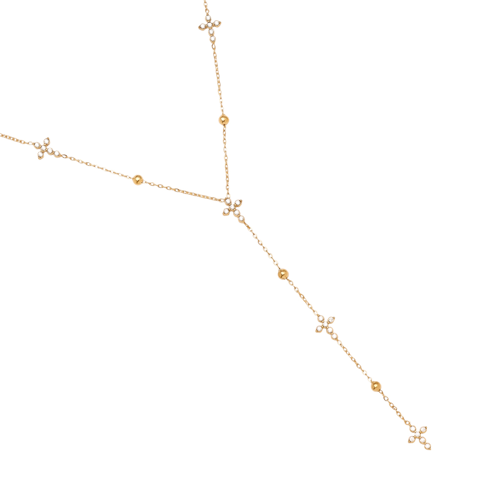 Edelstahl Halskette 39cm Diamond Mini Cross