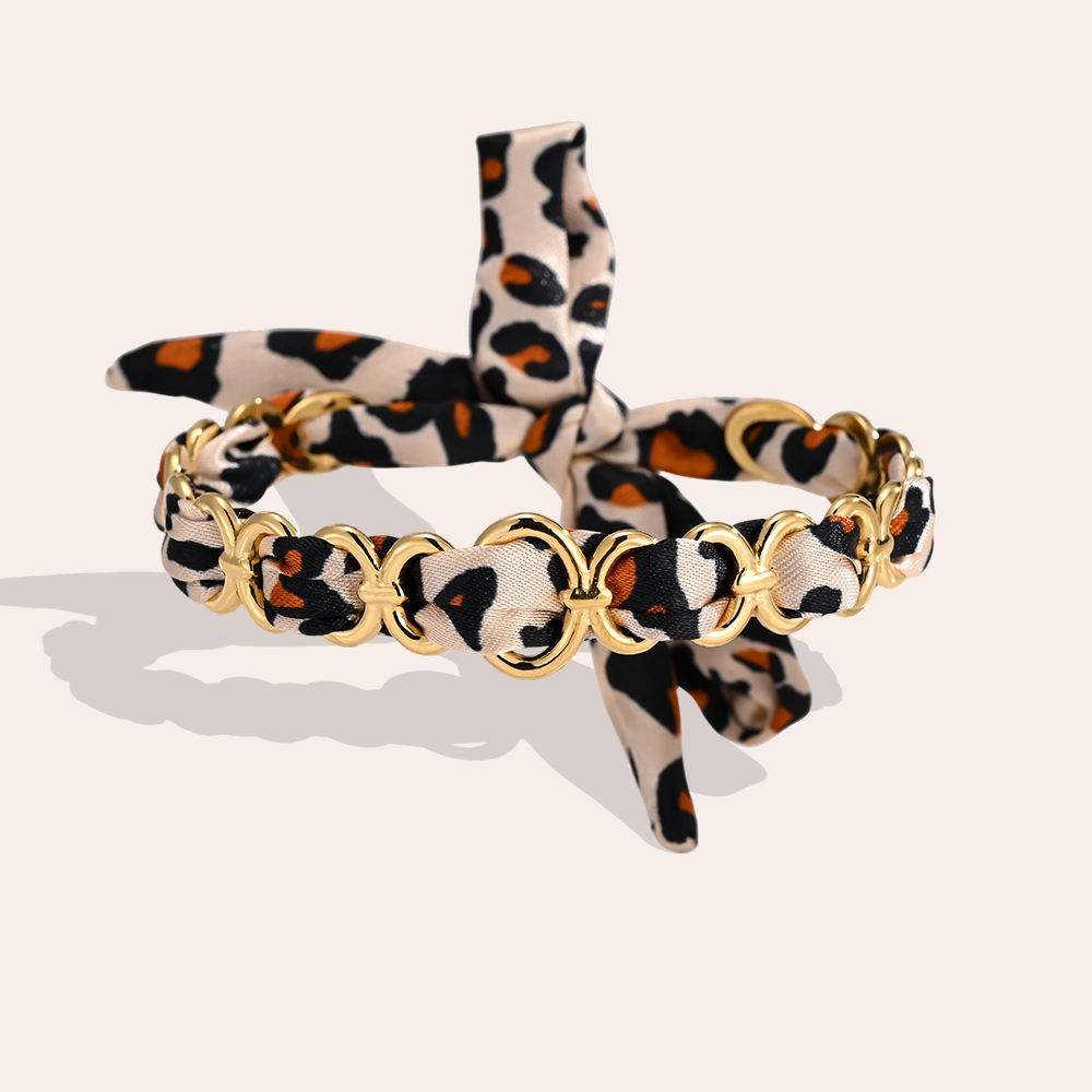 Edelstahl Armreif Verstellbarer Leopardenprint