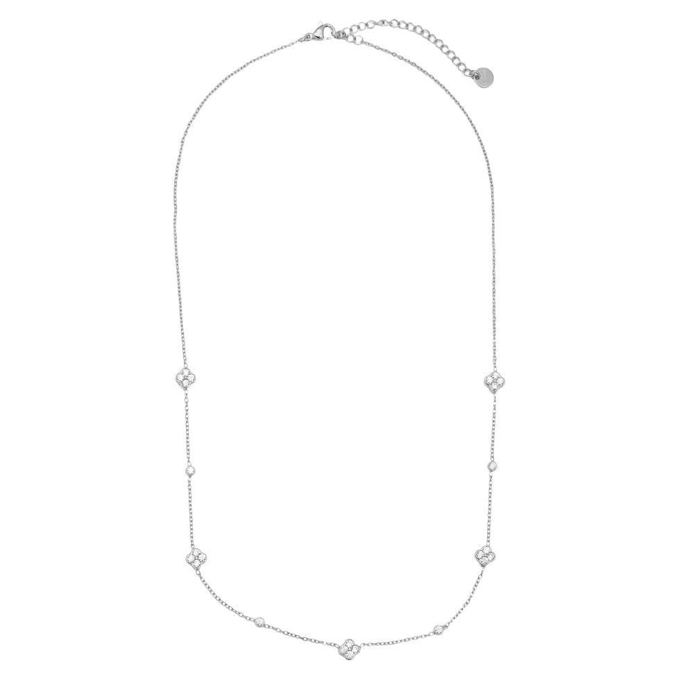 Edelstahl Halskette 43cm Small Diamond Flower