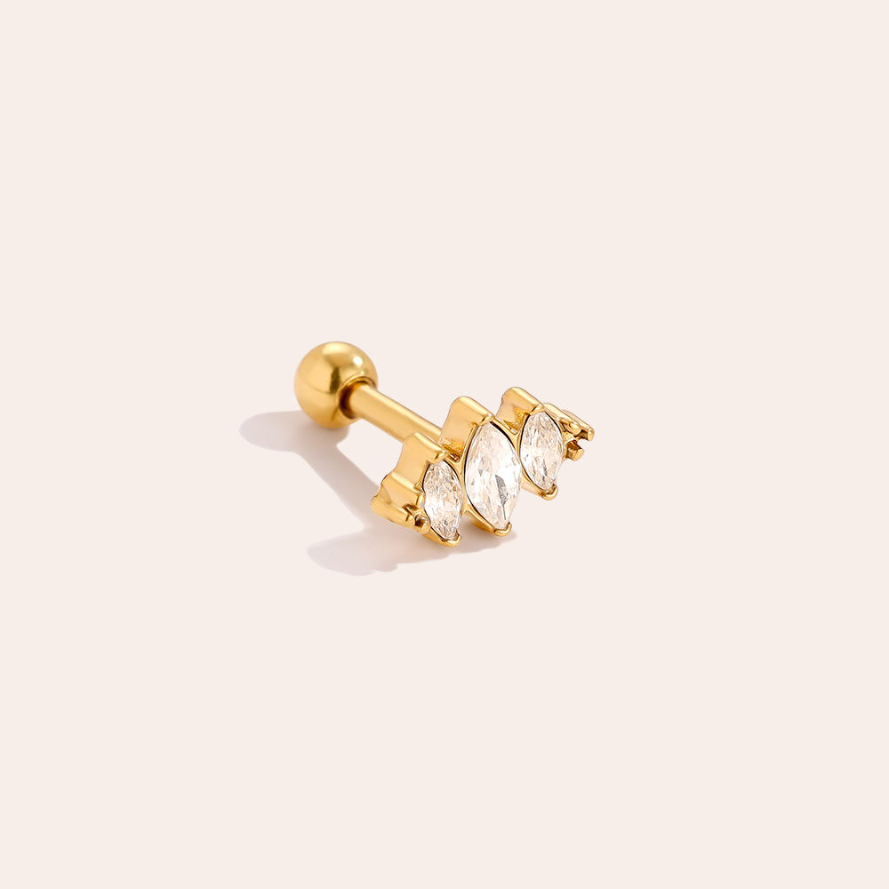 Edelstahl Piercing 8mm Three Diamond Eye
