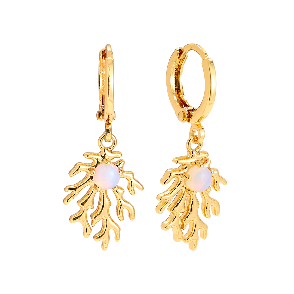 Vergoldete Ohrringe 3.1cm Coral And Natural Stone
