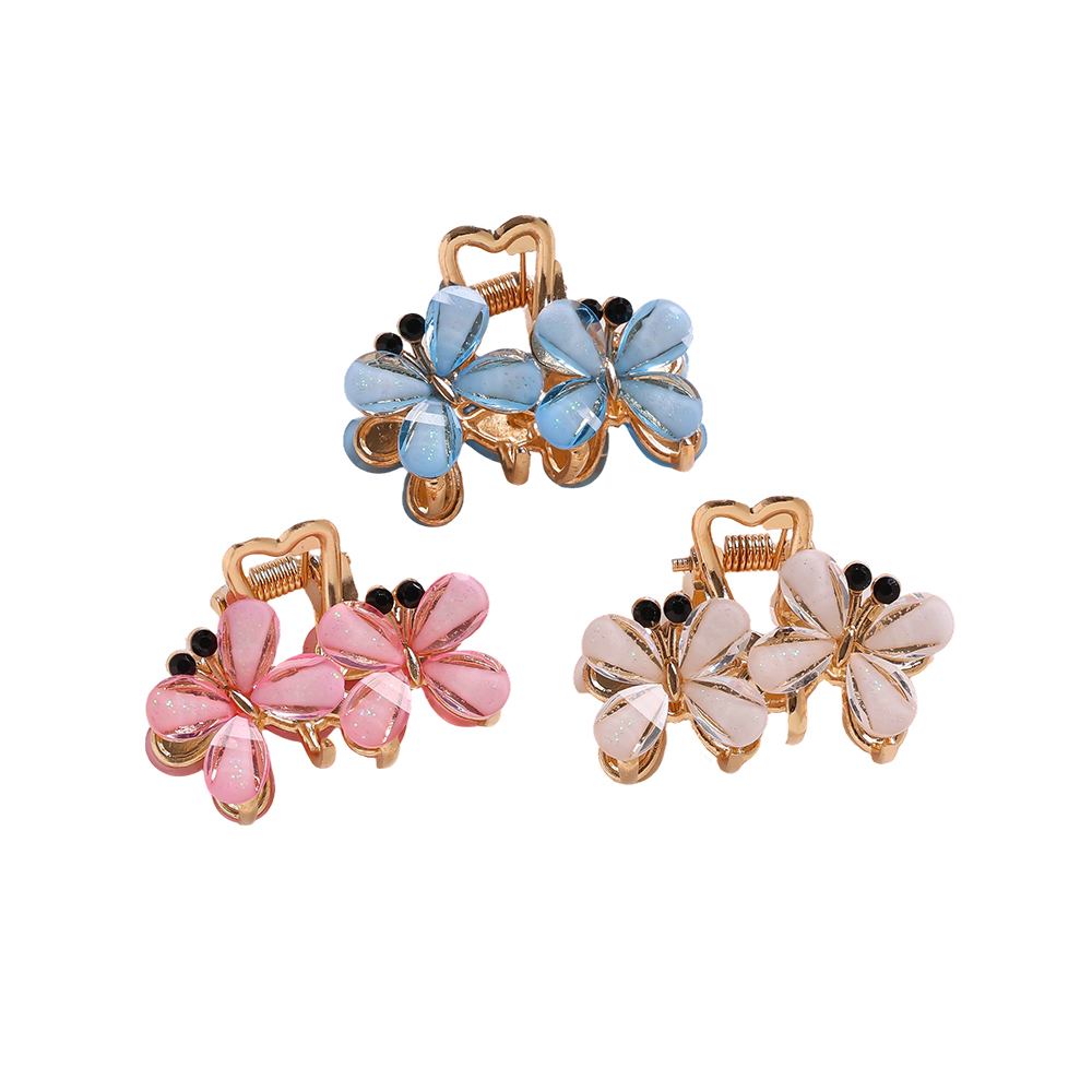 4cm 6 Stk. buntes Doppel Schmetterling Haarklammer Set
