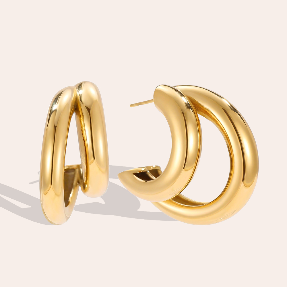 Edelstahl Ohrringe 30mm Gold And Silver Half Hoop