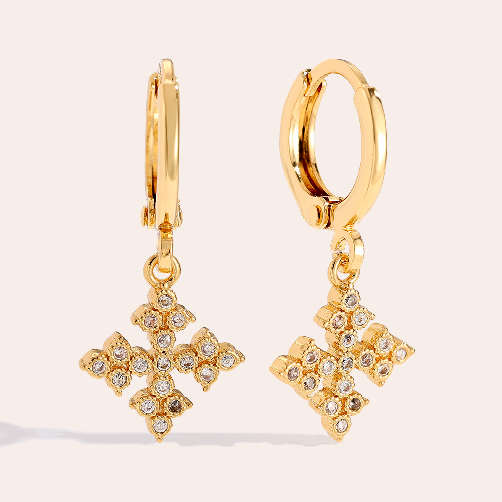 Vergoldete Ohrringe 2.6cm Diamond Cross