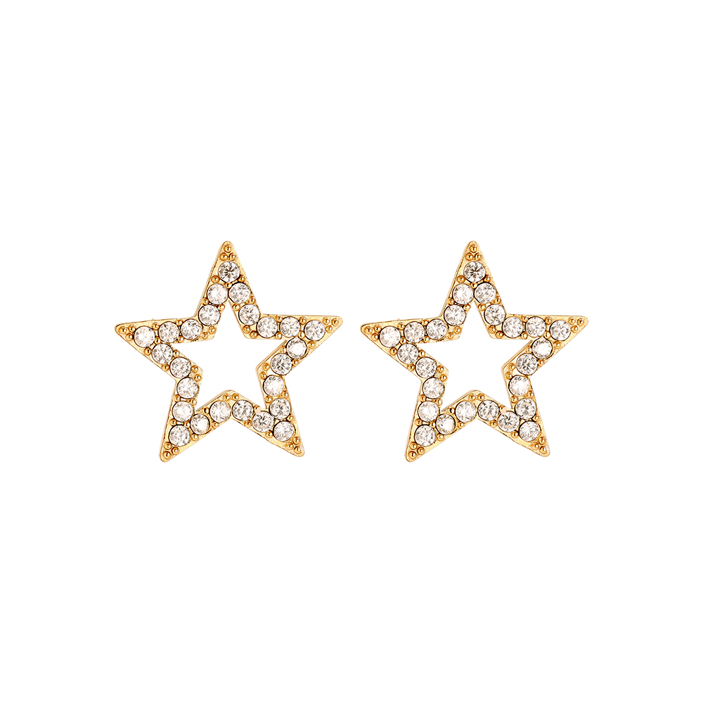 Edelstahl Ohrringe 1.1cm Three Diamond Star