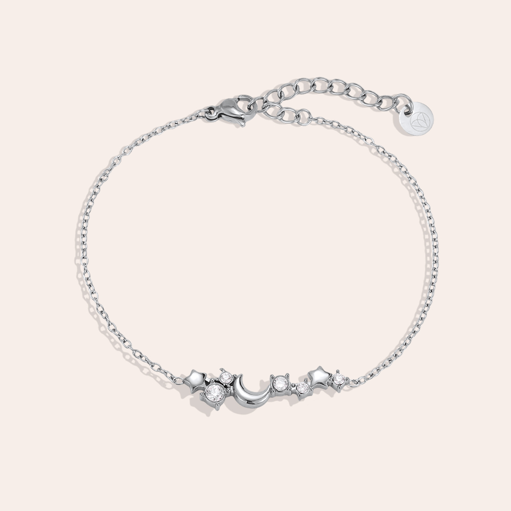 Edelstahl Armband 17cm Sterne und Mond