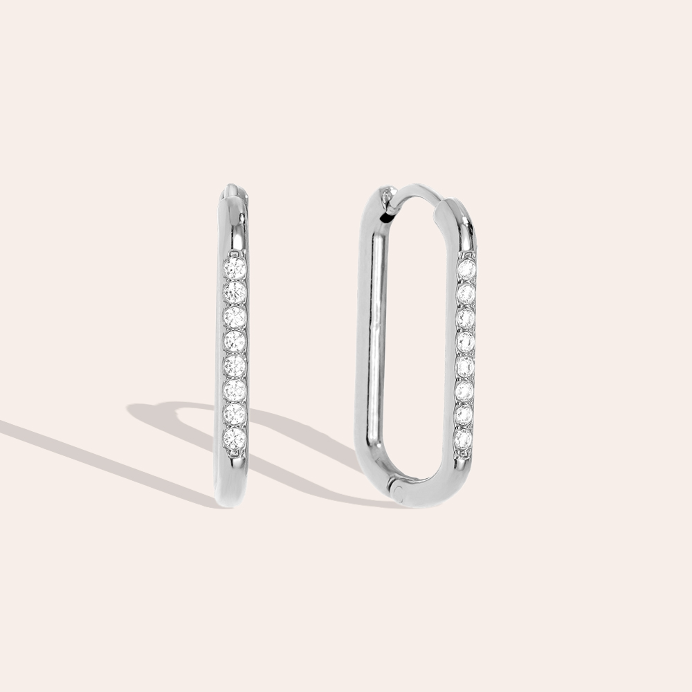 Edelstahl Ohrringe 2cm Simple Diamond Hoop