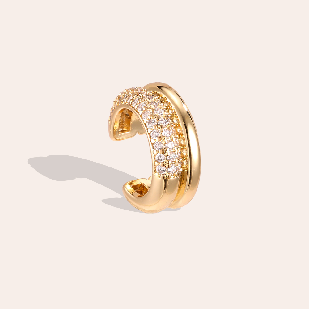 Vergoldete Ear-cuffs 15mm Halbkreis mit Zirkonia