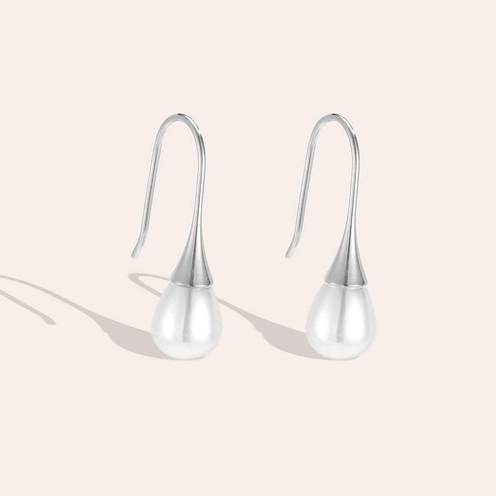 Edelstahl Ohrringe 20mm Zarte Perle