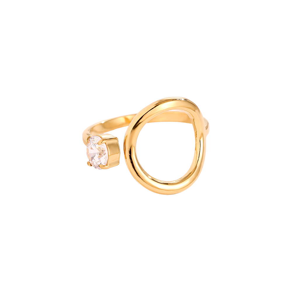 Edelstahl Ring Verstellbarer Kreis mit Zirkonia    