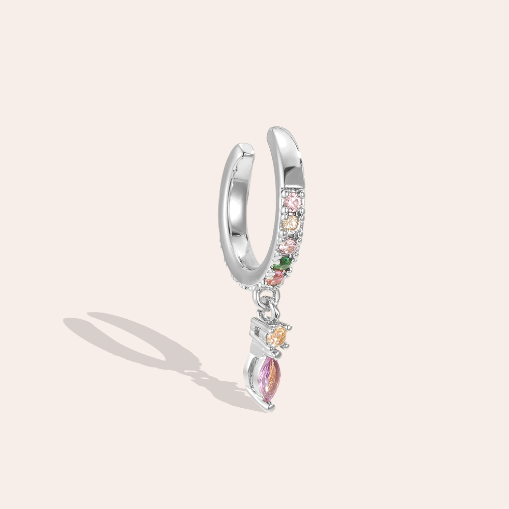 Vergoldete Ear-cuffs 14mm Zirkonia  Kleine Tropfenformiger 