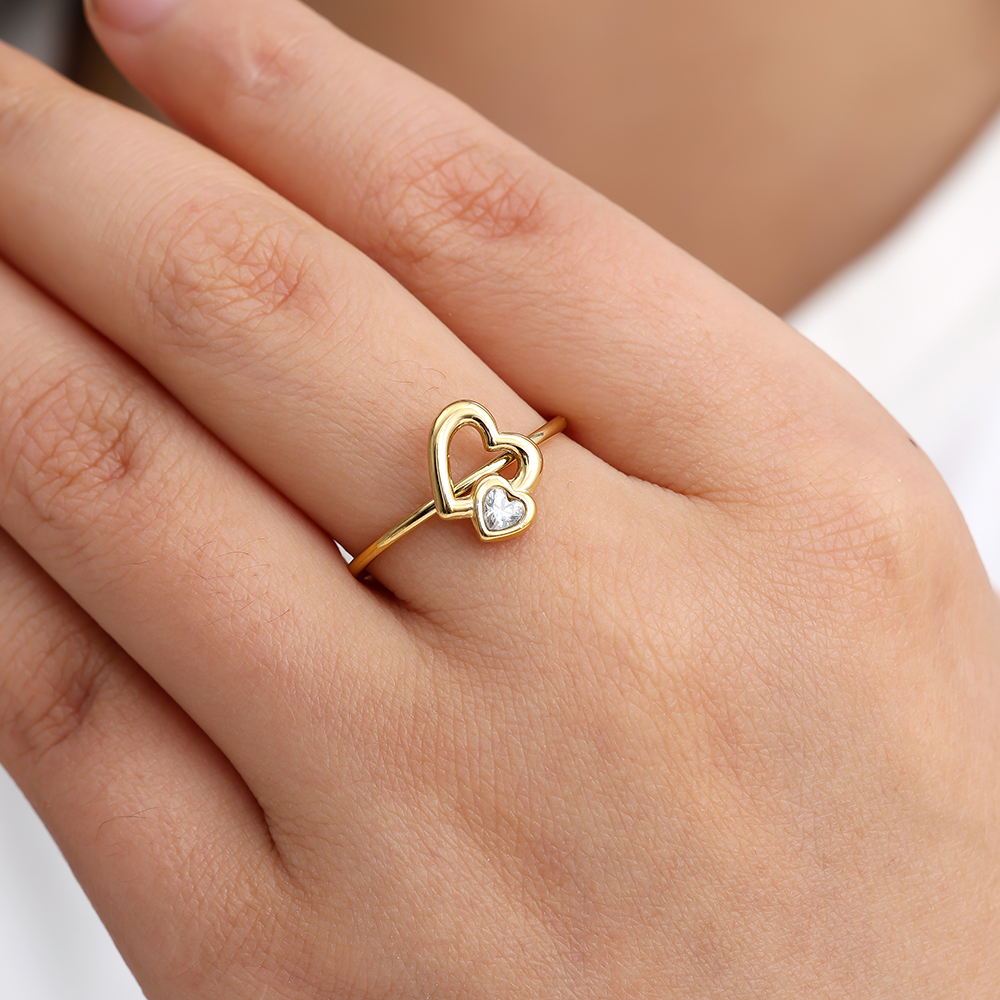 Edelstahl Ring Sweet Hearts