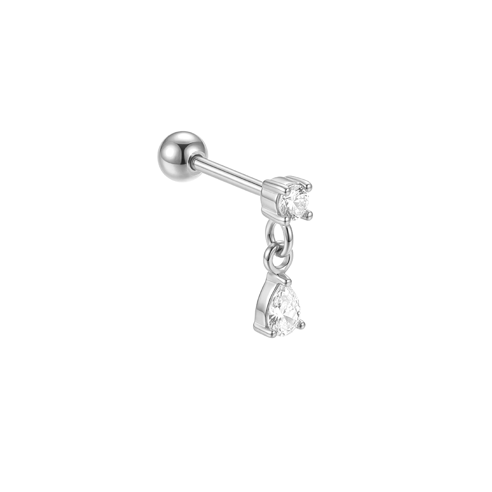 Edelstahl Piercing 9mm Mini Zirkonia Tropfen