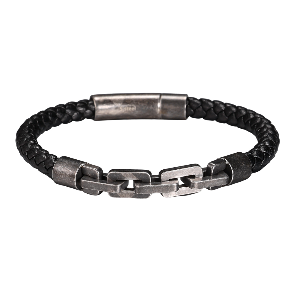  Edelstahl Armband PU Geflochtene Kette