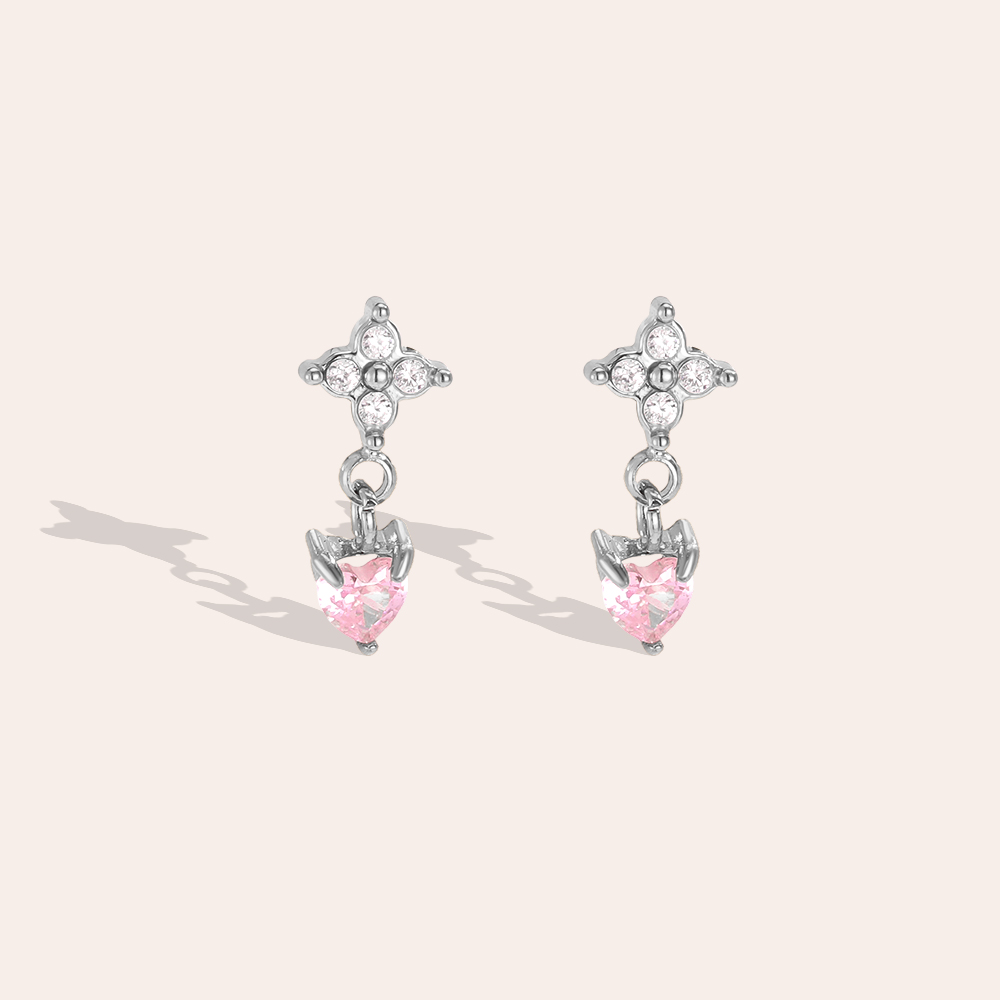 Edelstahl Ohrringe 11mm Mini Zirkonia Blumen Kleeblatt Herzförmig