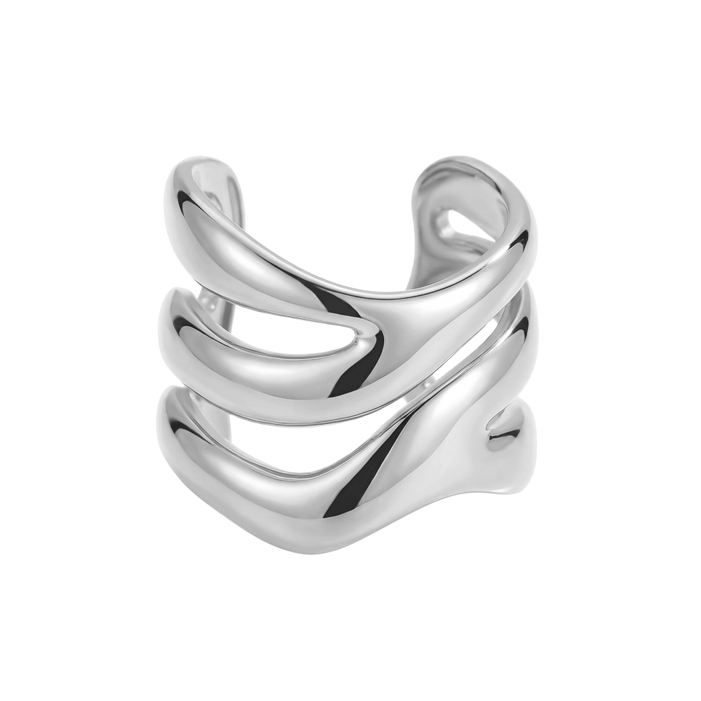 Edelstahl Ring Verstellbarer dreistufige Waves