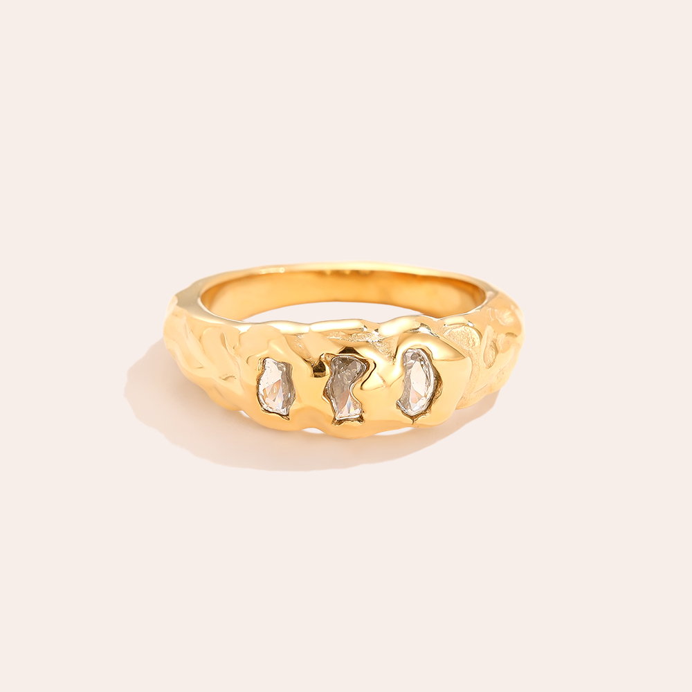 Edelstahl Ring Three Diamonds
