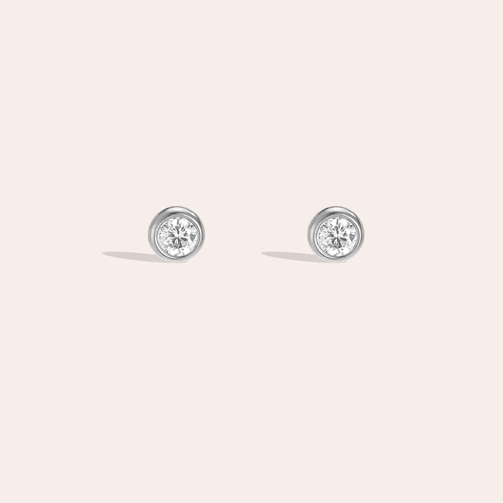 Edelstahl Ohrringe 4mm runder Zirkonia  