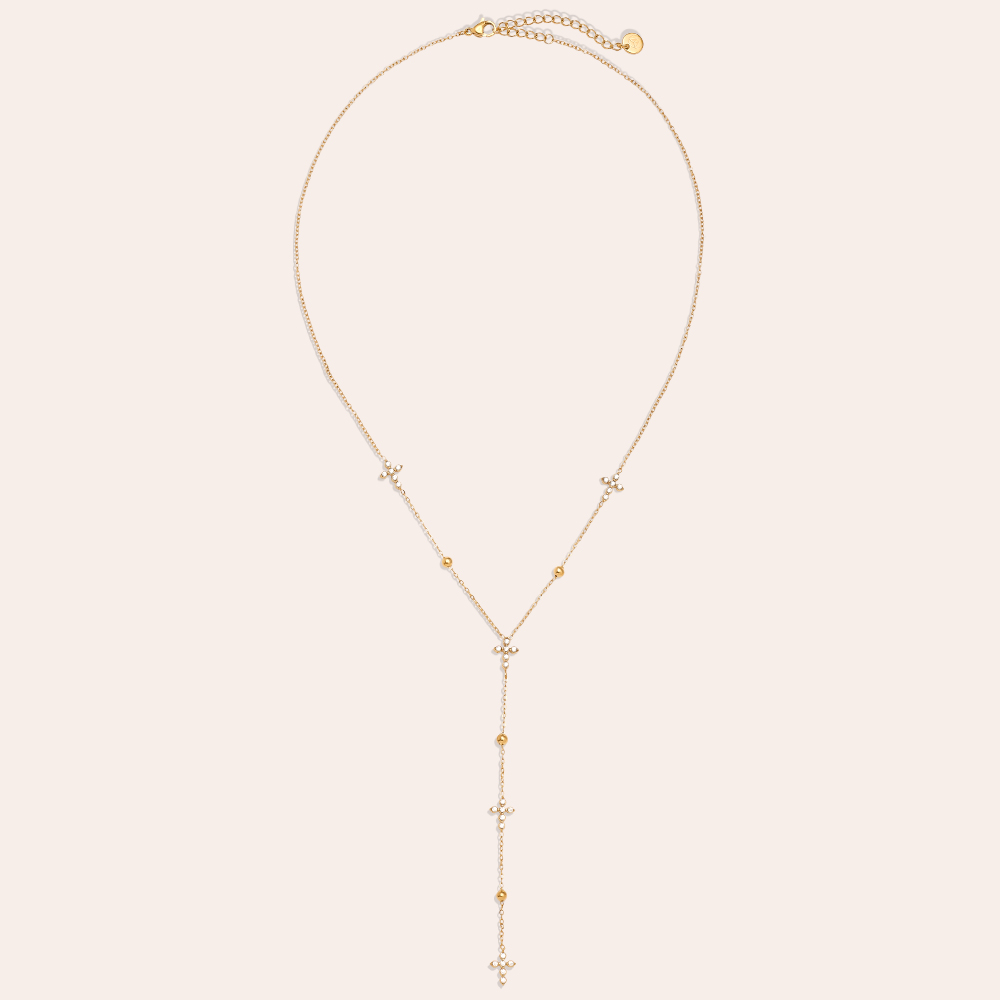 Edelstahl Halskette 39cm Diamond Mini Cross