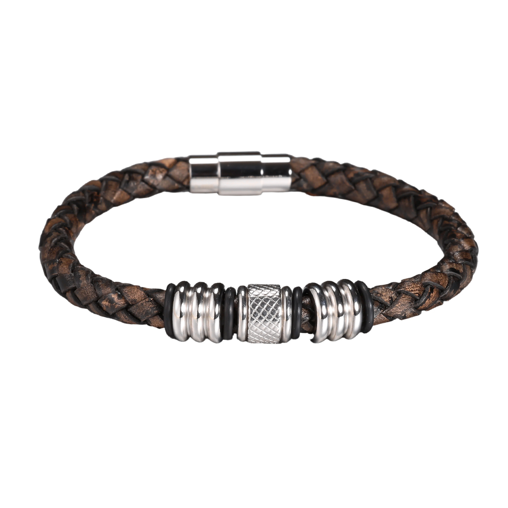  Edelstahl Armband PU Klassischer Zopf