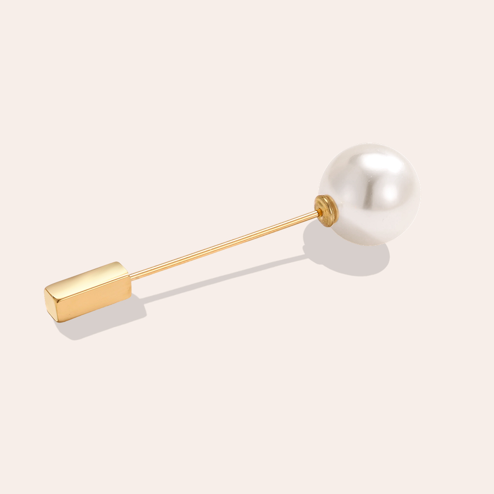 6cm eine Perle Edelstahl Brosche   