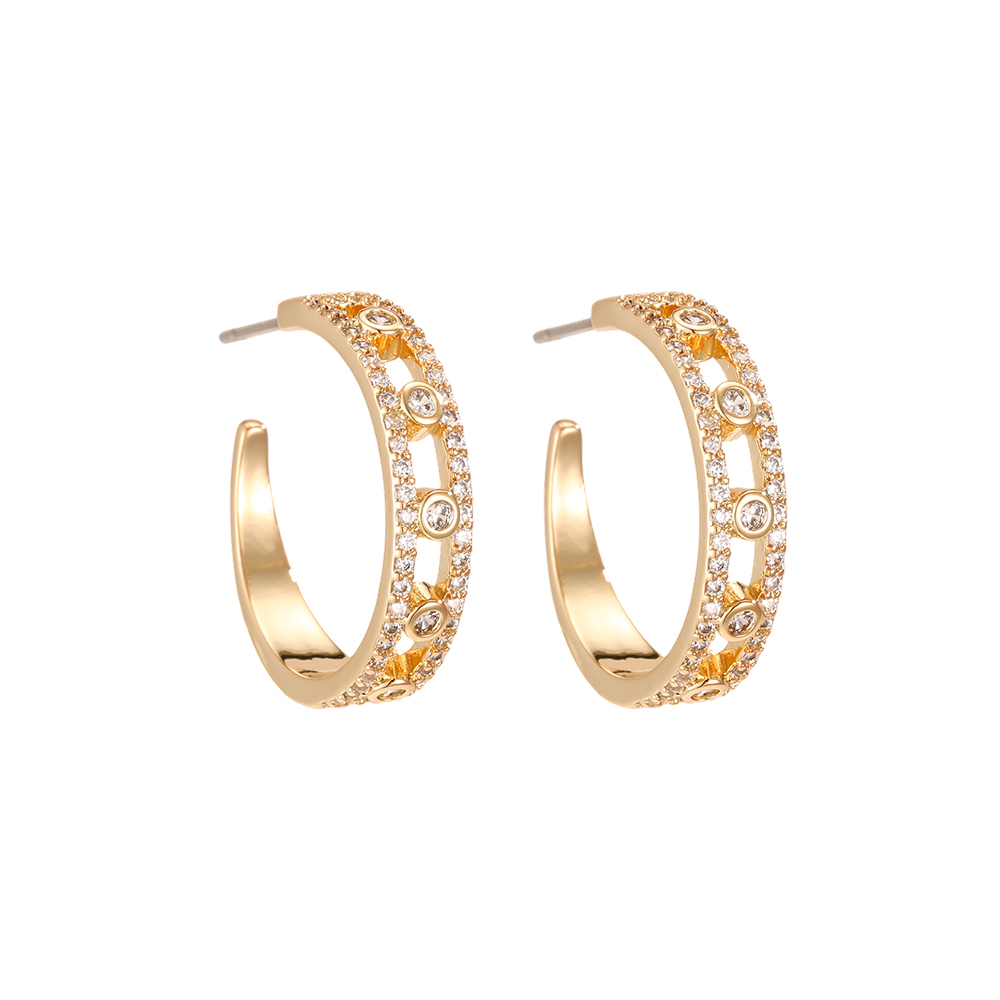 Vergoldete Ohrringe 22mm Elegante Zirkonia Creolen