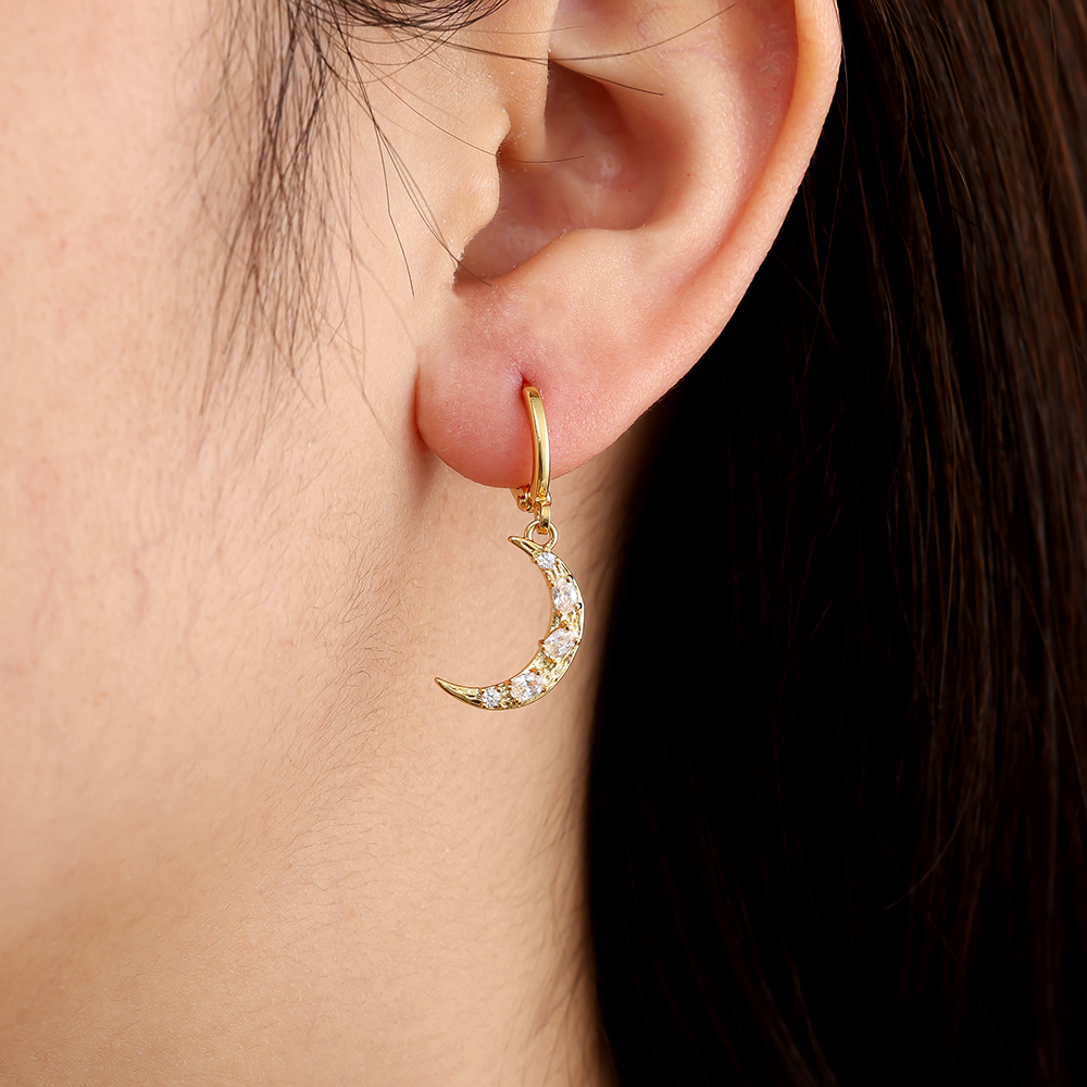 Vergoldete Ohrringe 3cm Diamond Moon