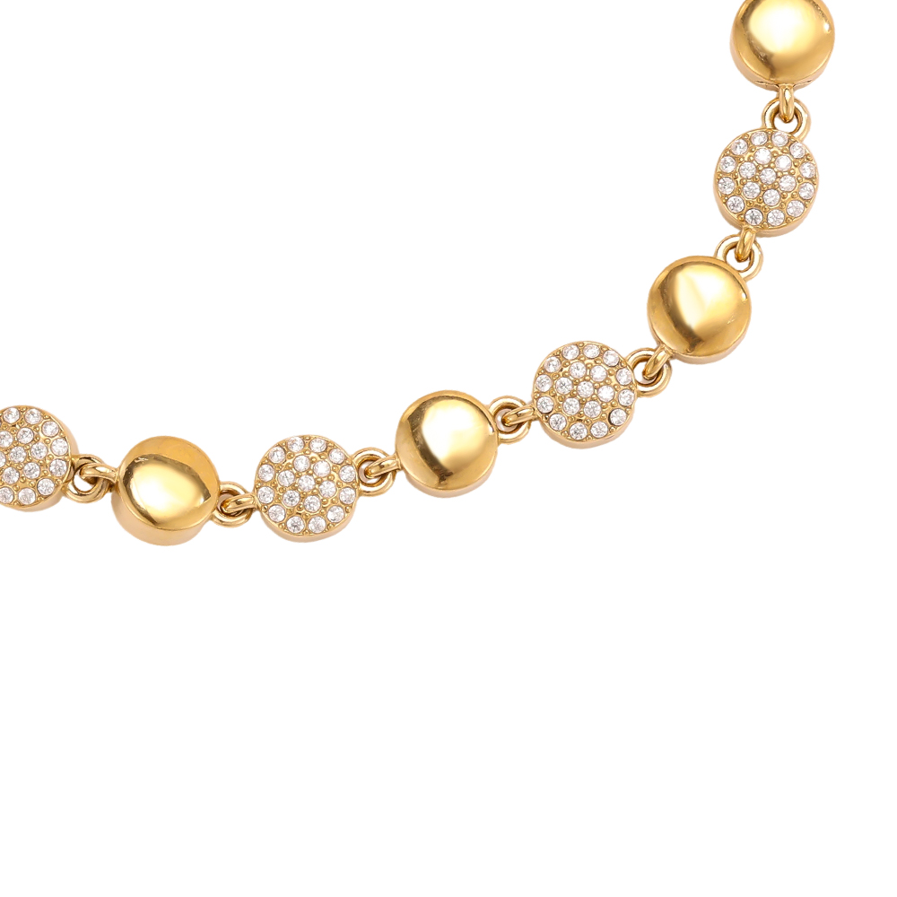 Edelstahl Armband 17cm Zirkonia Plättchen und Plättchen