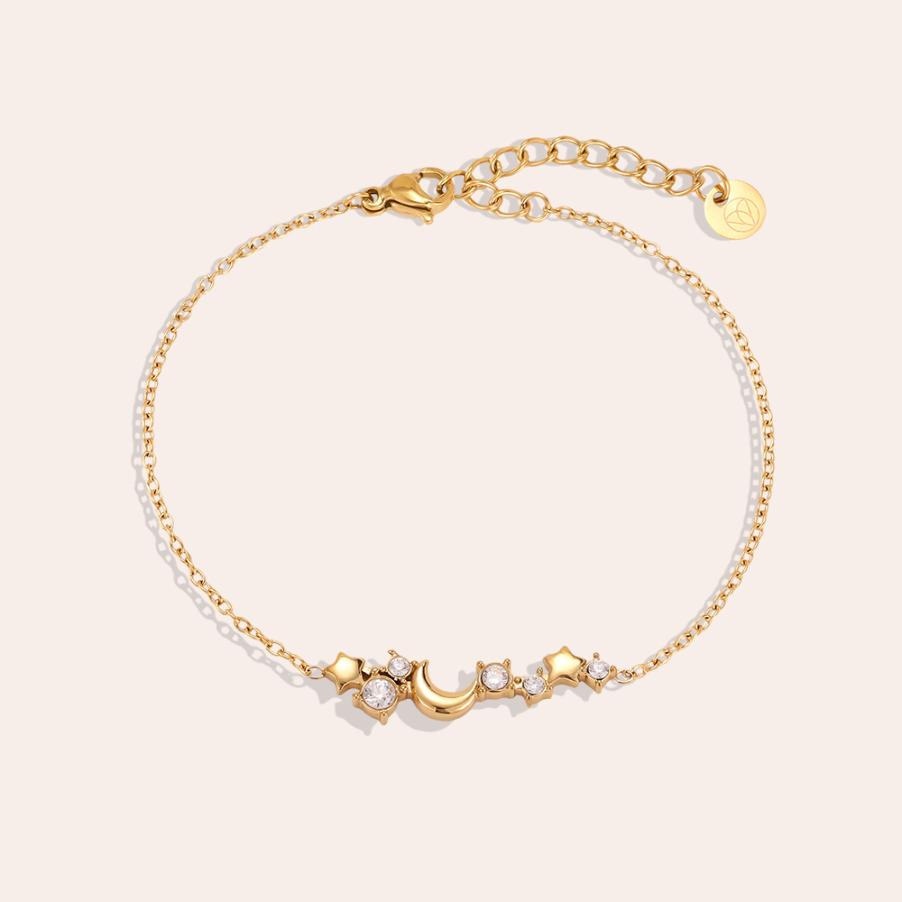 Edelstahl Armband 17cm Sterne und Mond