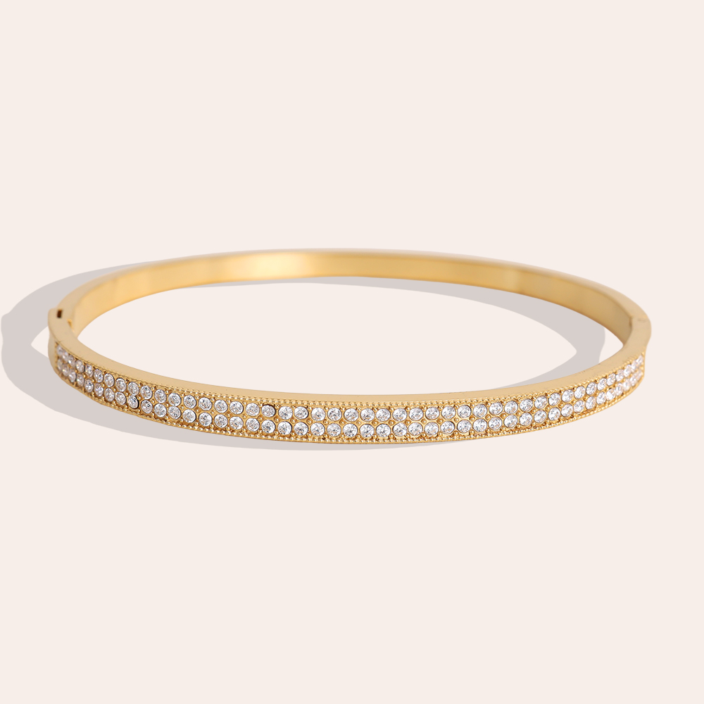 Edelstahl Armreif 6.5cm Feiner Zirkonia