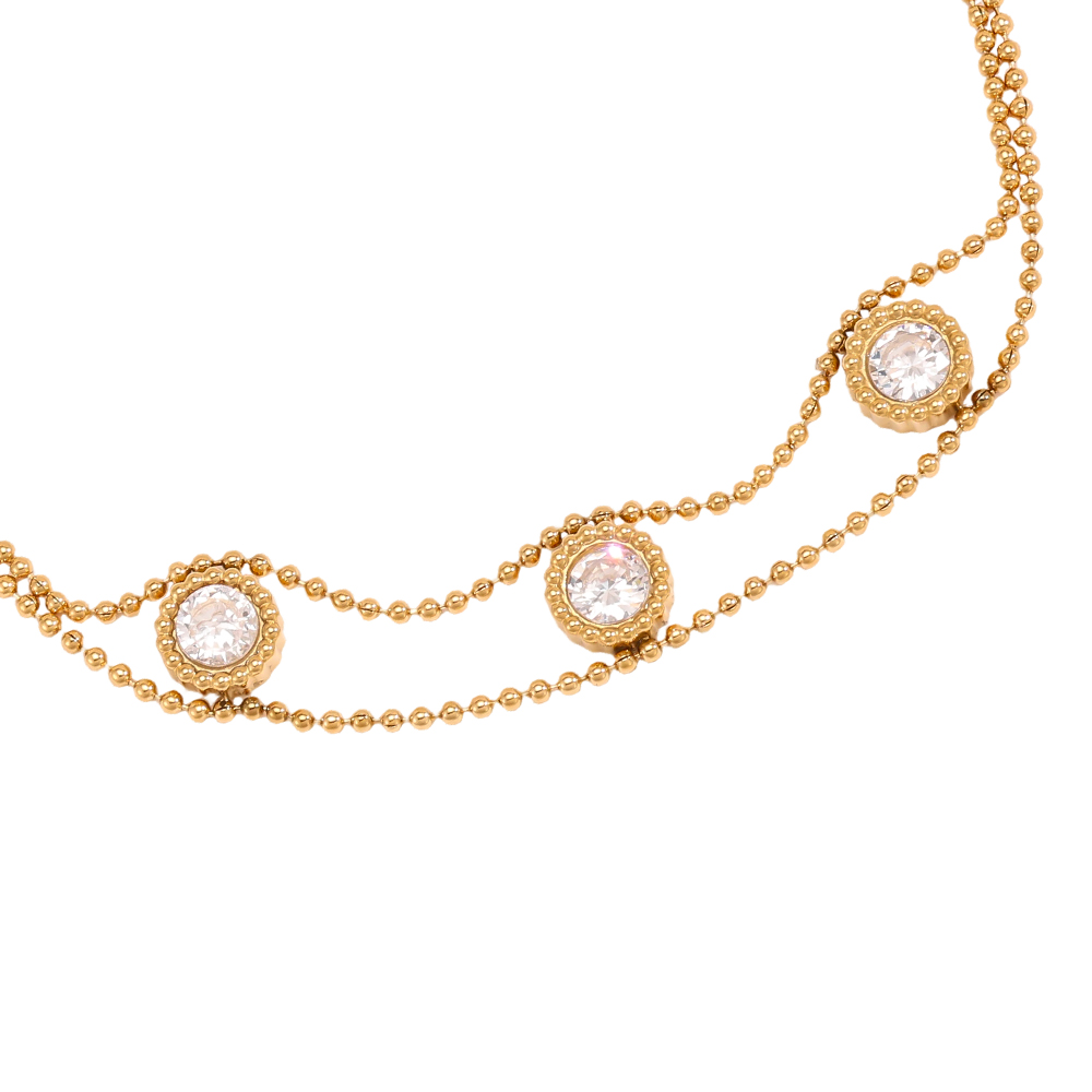Edelstahl Armband 17.5cm Schlicht Zirkonia