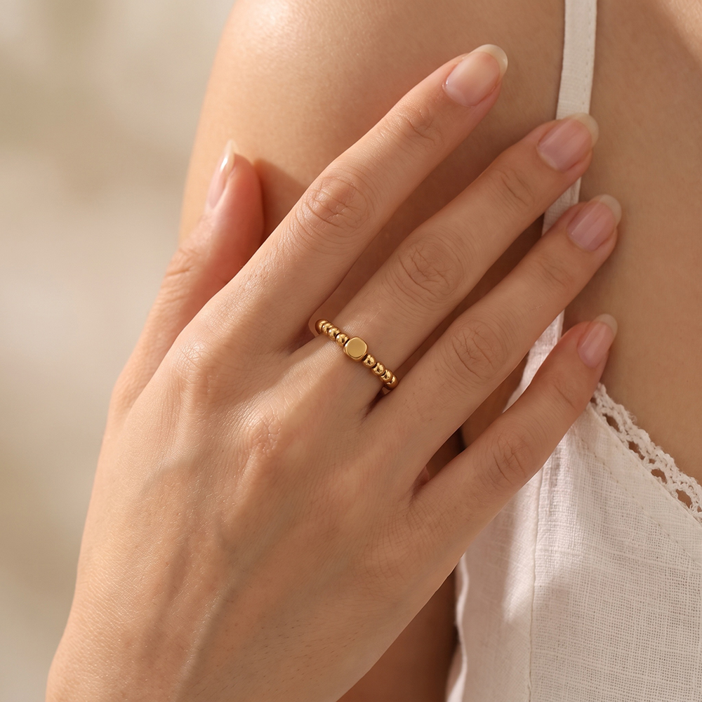 Edelstahl Ring Verstellbarer Elastic Rundperlen
