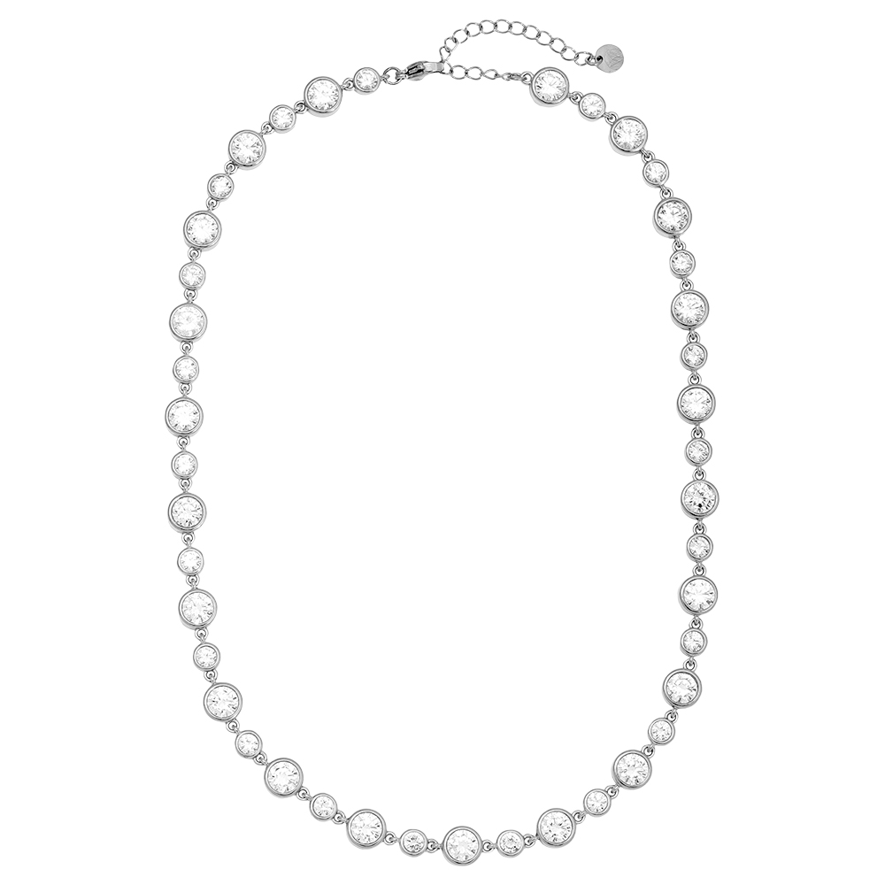 Edelstahl Halskette 40cm Fancy Round Diamond Chain