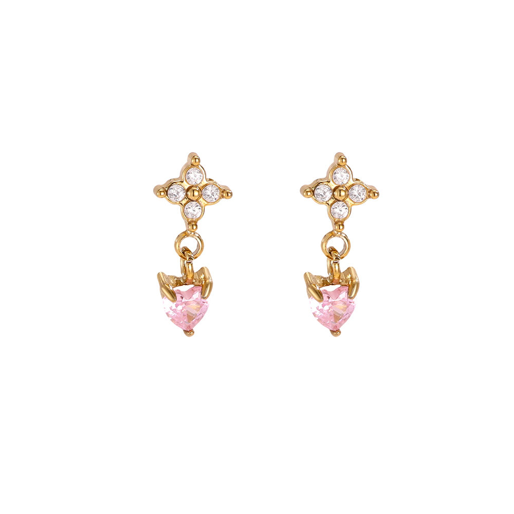 Edelstahl Ohrringe 11mm Mini Zirkonia Blumen Kleeblatt Herzförmig