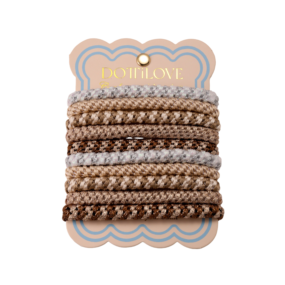 10 Stk. Braun mix Gummi scrunchie set
