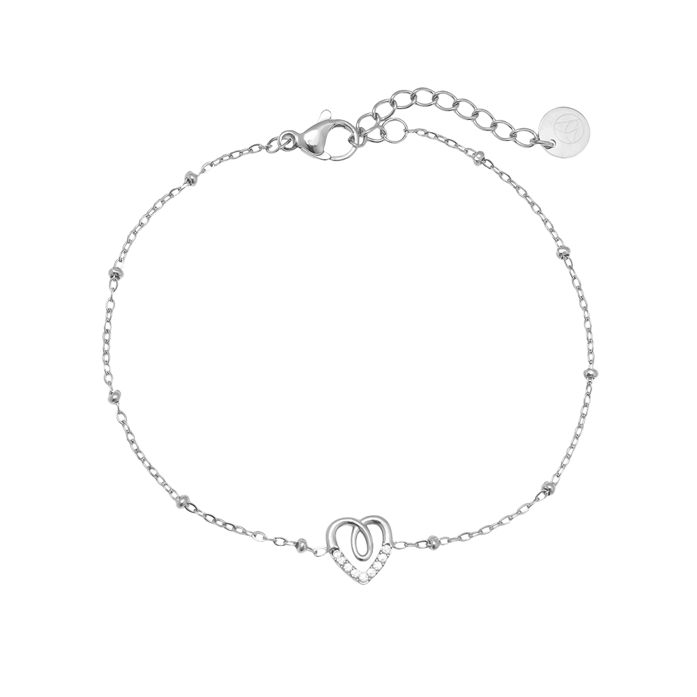 Edelstahl Armkette 17cm Sweet Diamond Heart