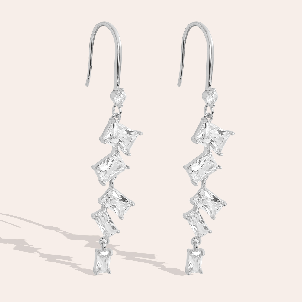 Vergoldete Ohrringe 5.5cm viele Zirkonia