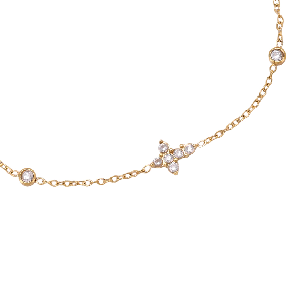 Edelstahl Armband 17cm Zirkonia Kreuz