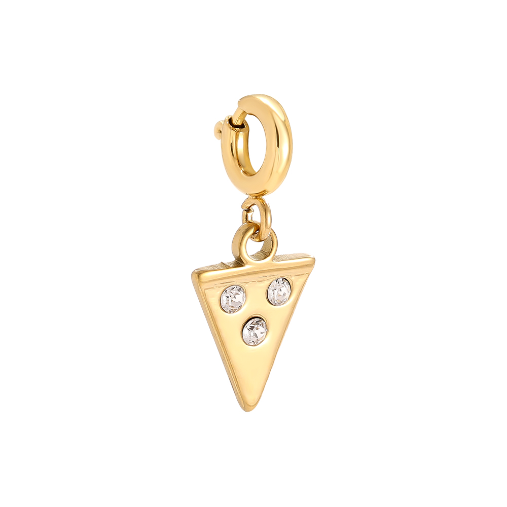 Edelstahl Pendant 10mm Spring Clasp Diamond Pizza