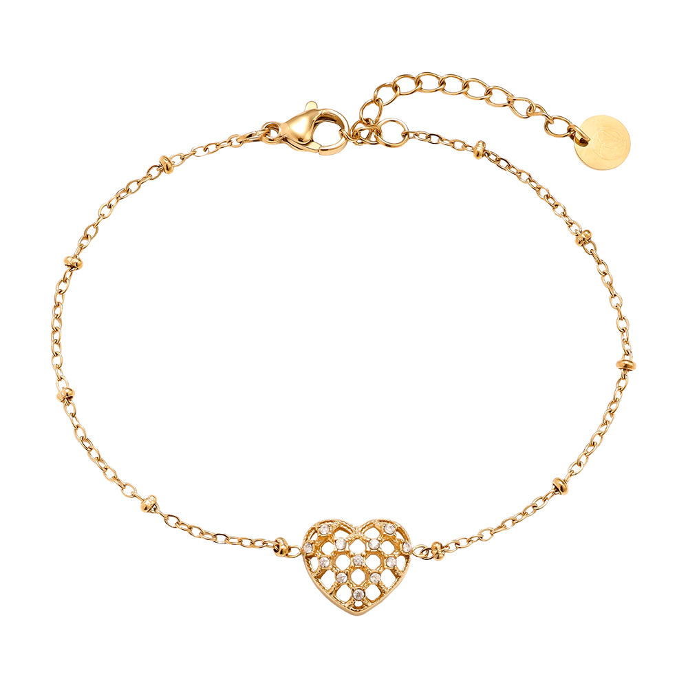 Edelstahl Armkette 17cm Pretty Diamond Heart