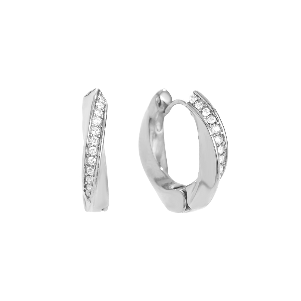 Edelstahl Ohrringe 1.7cm Diamond Twist Hoop