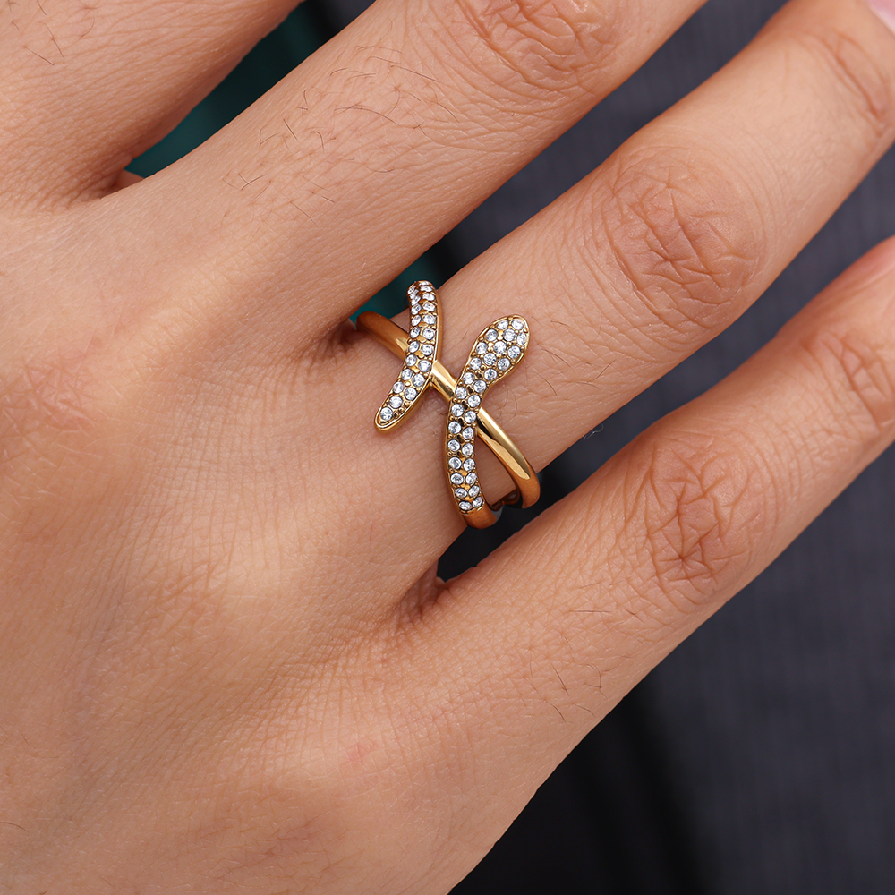 Edelstahl Ring Verstellbarer Schlangenring mit Zirkonia
