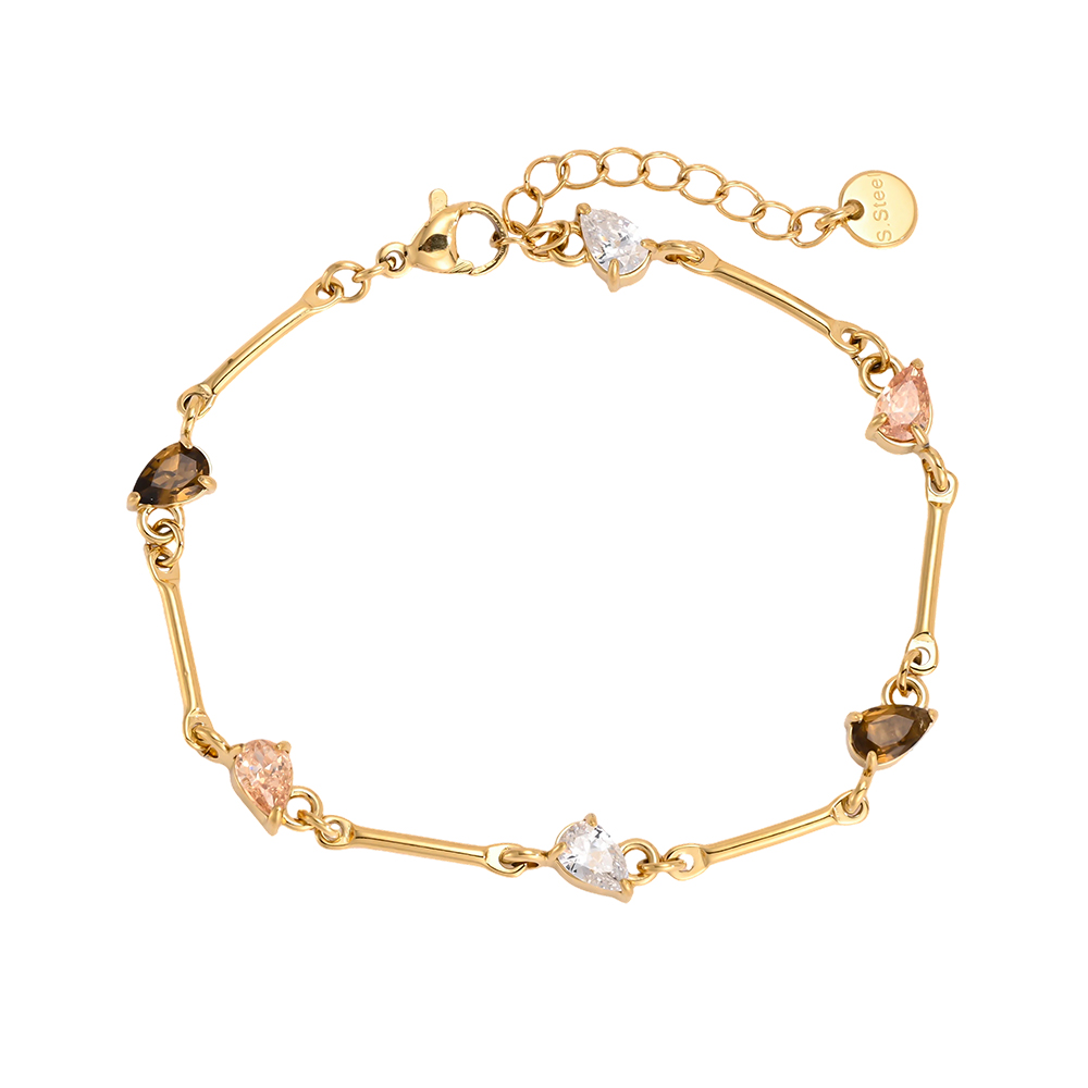 Edelstahl Armband 17cm einige Tropfen Zirkonia