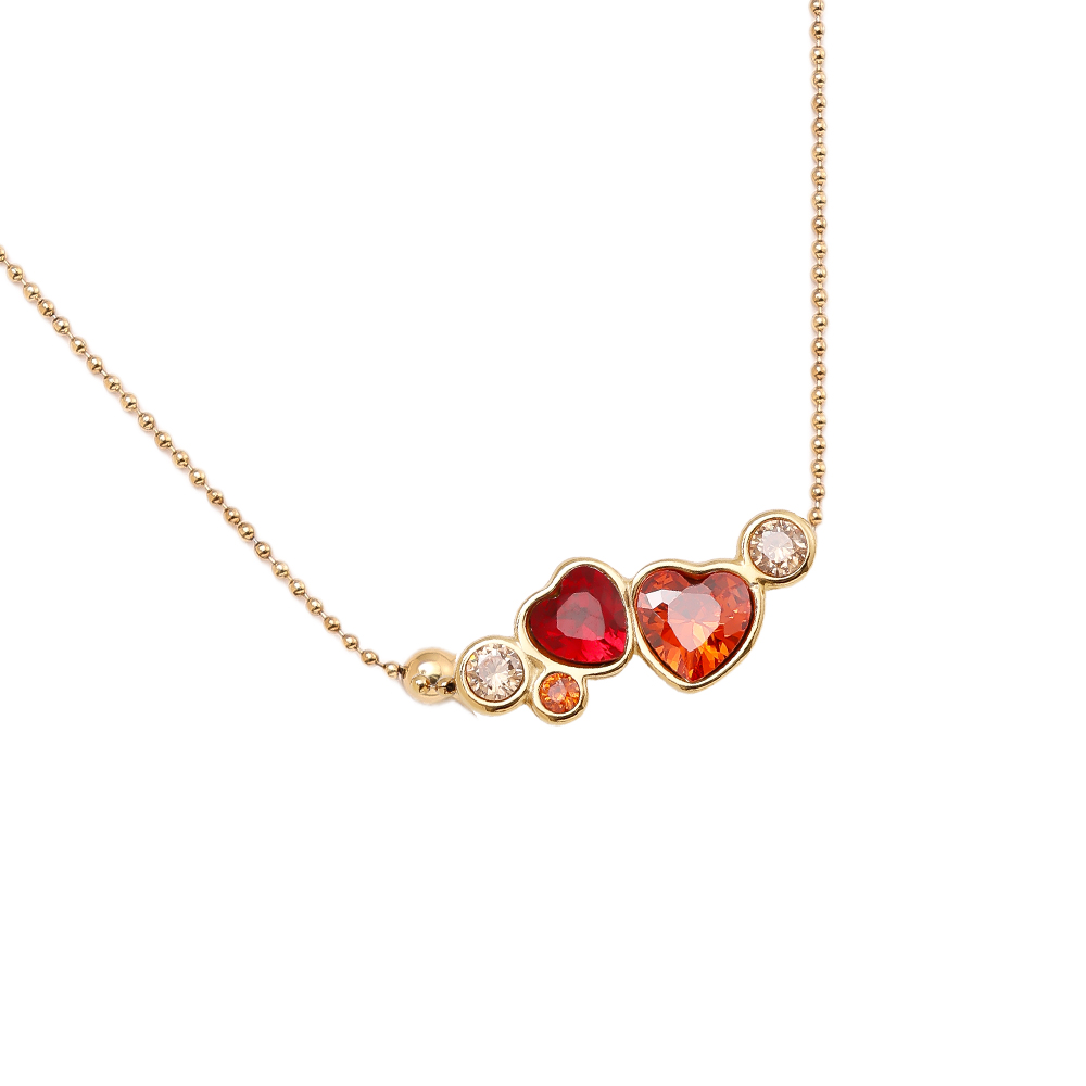 Edelstahl Halskette 40cm Diamond Red Heart