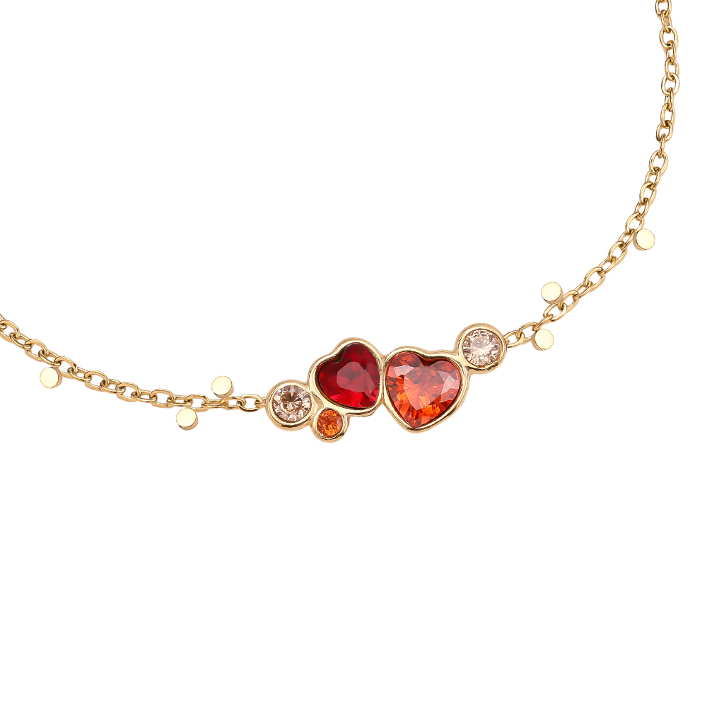 Edelstahl Armkette 17cm Diamond Red Heart