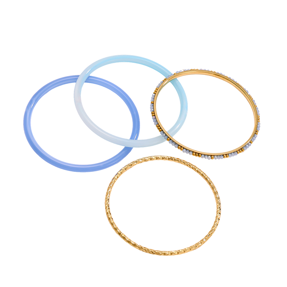 Edelstahl Armreif Set 6.5cm Breite 4er Acryl 