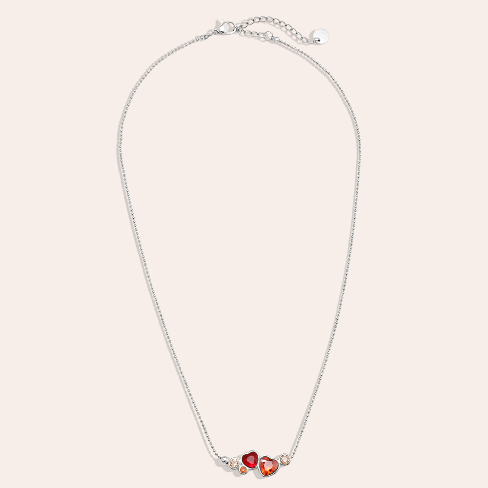 Edelstahl Halskette 40cm Diamond Red Heart